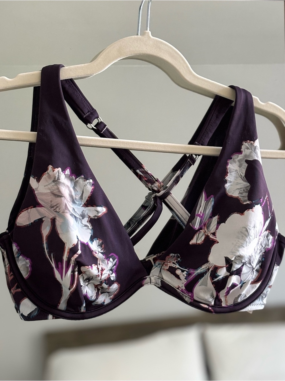 Athleta Plum Floral Underwire Bikini Top